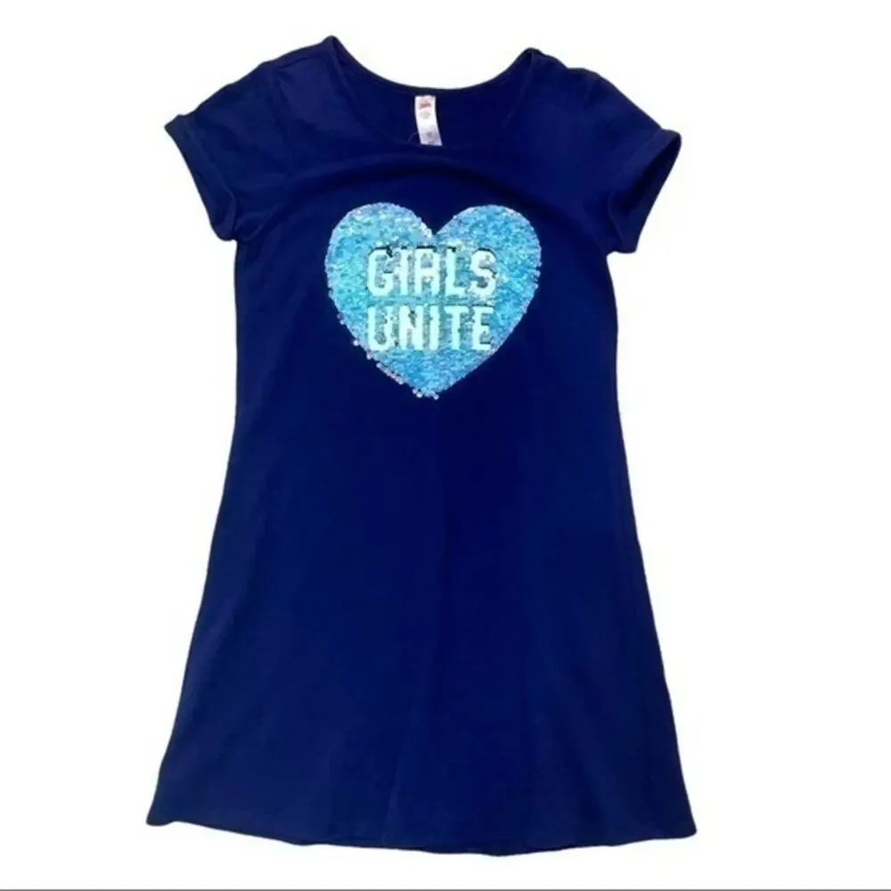 Justice T-shirt Dress Sequin Heart Girls Unite Size 12
